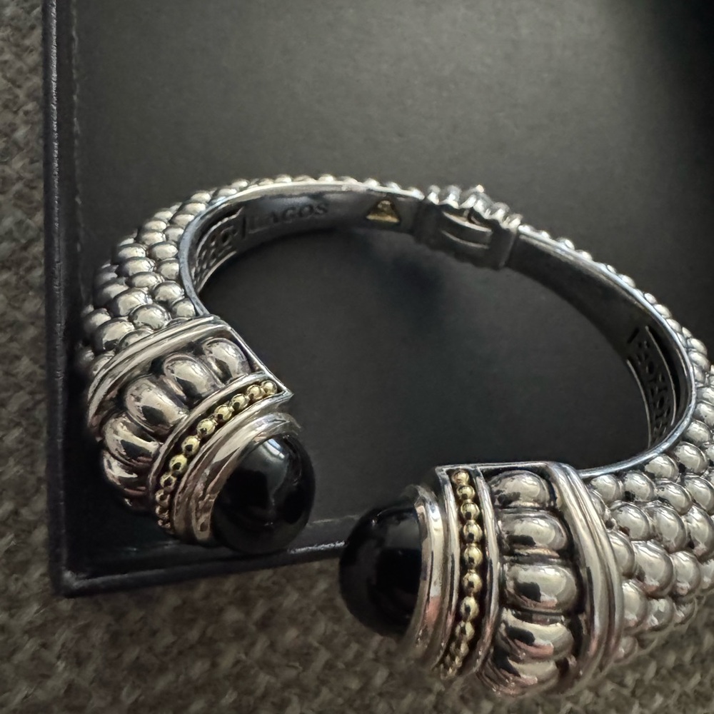LAGOS Silver and Black Textured Bracelet
